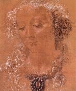 Andrea del Verrocchio Halfte second women head painting